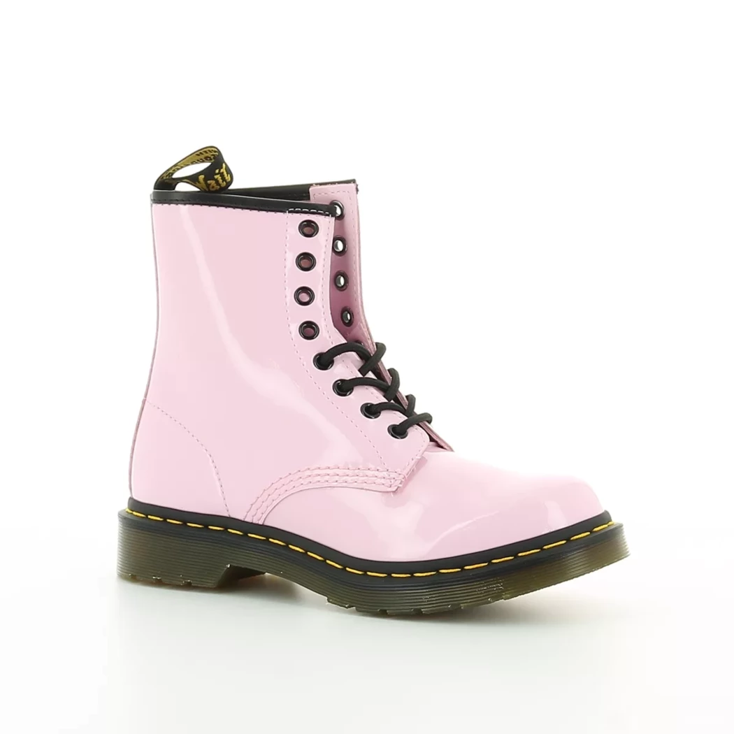 Image (1) de la chaussures Dr. Martens - Bottines Rose en Cuir vernis